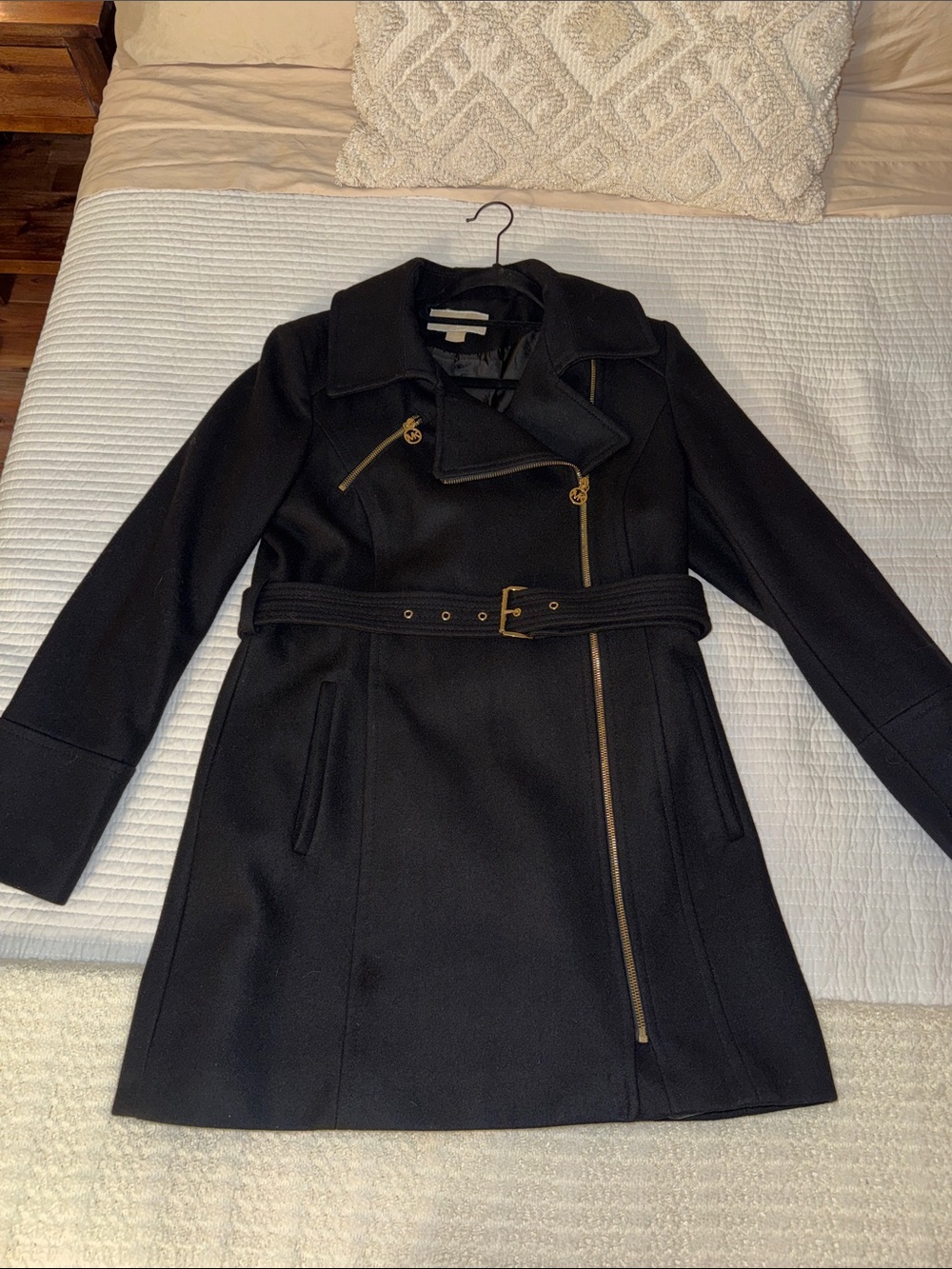 MICHAEL Michael Kors Black Coat with Gold Hardware